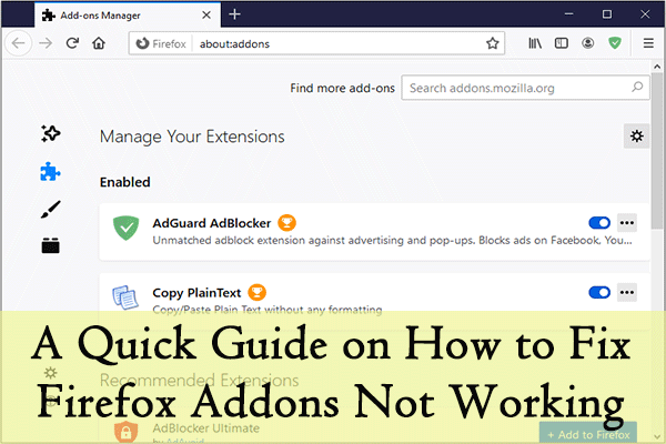 A Quick Guide on How to Fix Firefox Addons Not Working - MiniTool Partition  Wizard